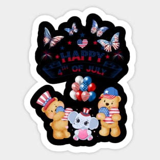 American Kids celebrate 4th July Sticker